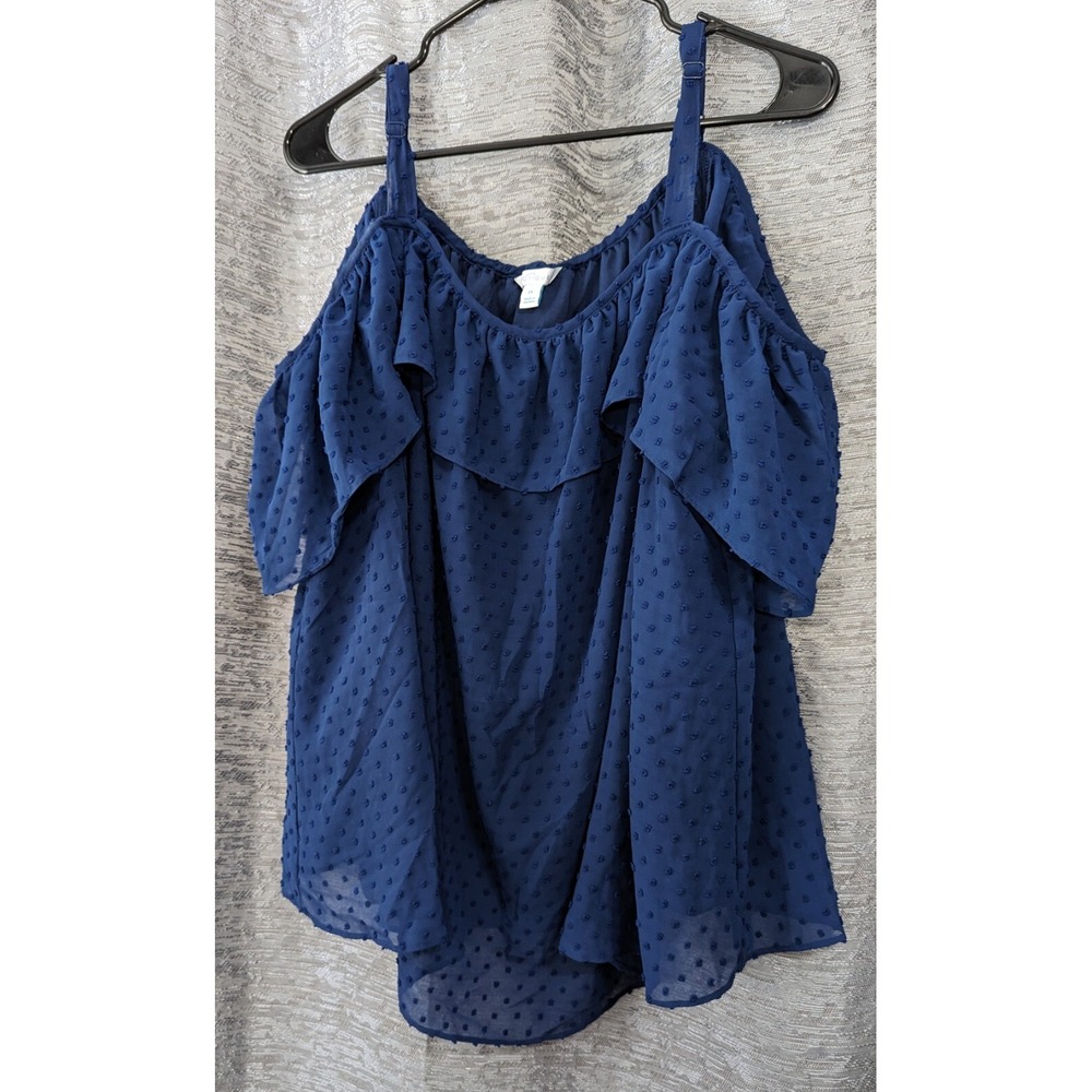 Boutique Blue Textured Off Shoulder Women's Blouse Size 2XL